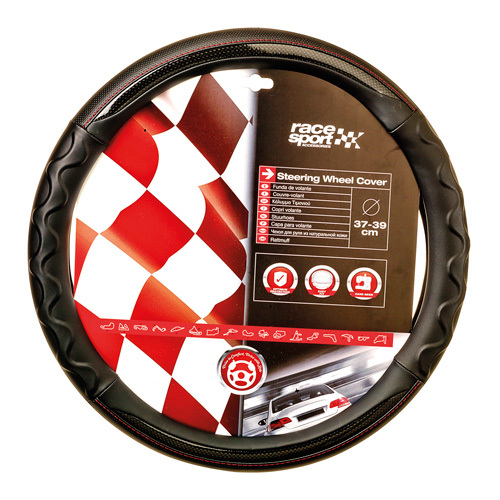Black red stitch steering - black,