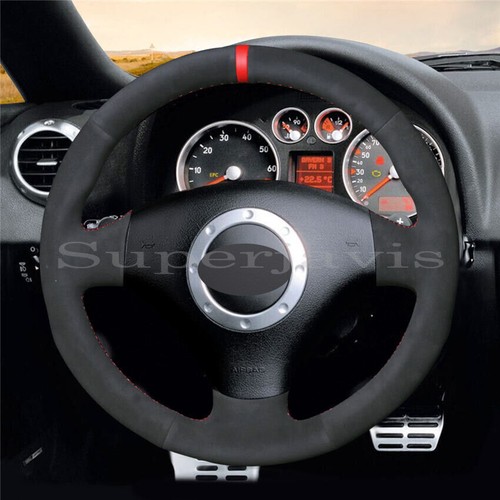Black suede leather steering - black,