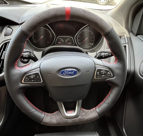 Suede leather steering - suede/leather, wheel
