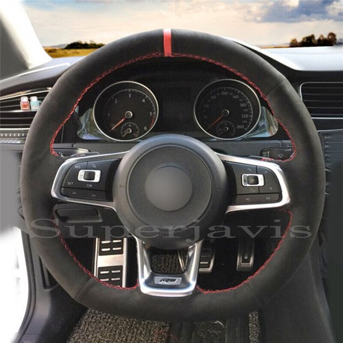 Black suede leather steering - black,