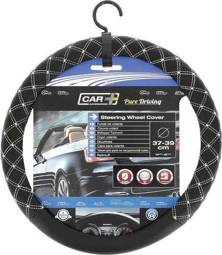 Black white stitch steering - black,